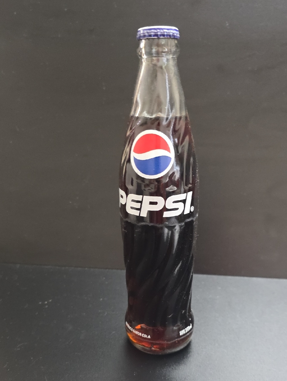 Vintage Pepsi Cola Swirl Glass Bottle 355ml Mexican Pepsi Display Collectible